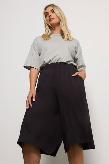 Yours Curve Black Stretch Jersey Culottes