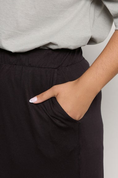 Yours Curve Black Stretch Jersey Culottes