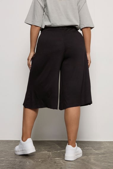 Yours Curve Black Stretch Jersey Culottes