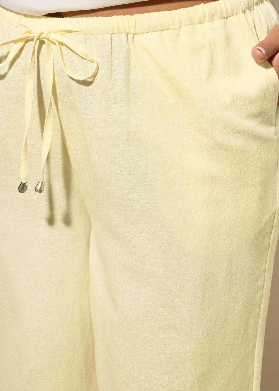 Yours Curve Butter Yellow Linen Culottes