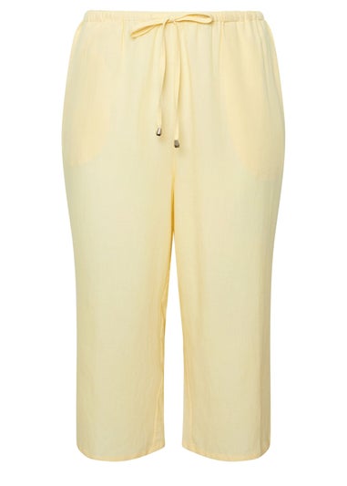Yours Curve Butter Yellow Linen Culottes