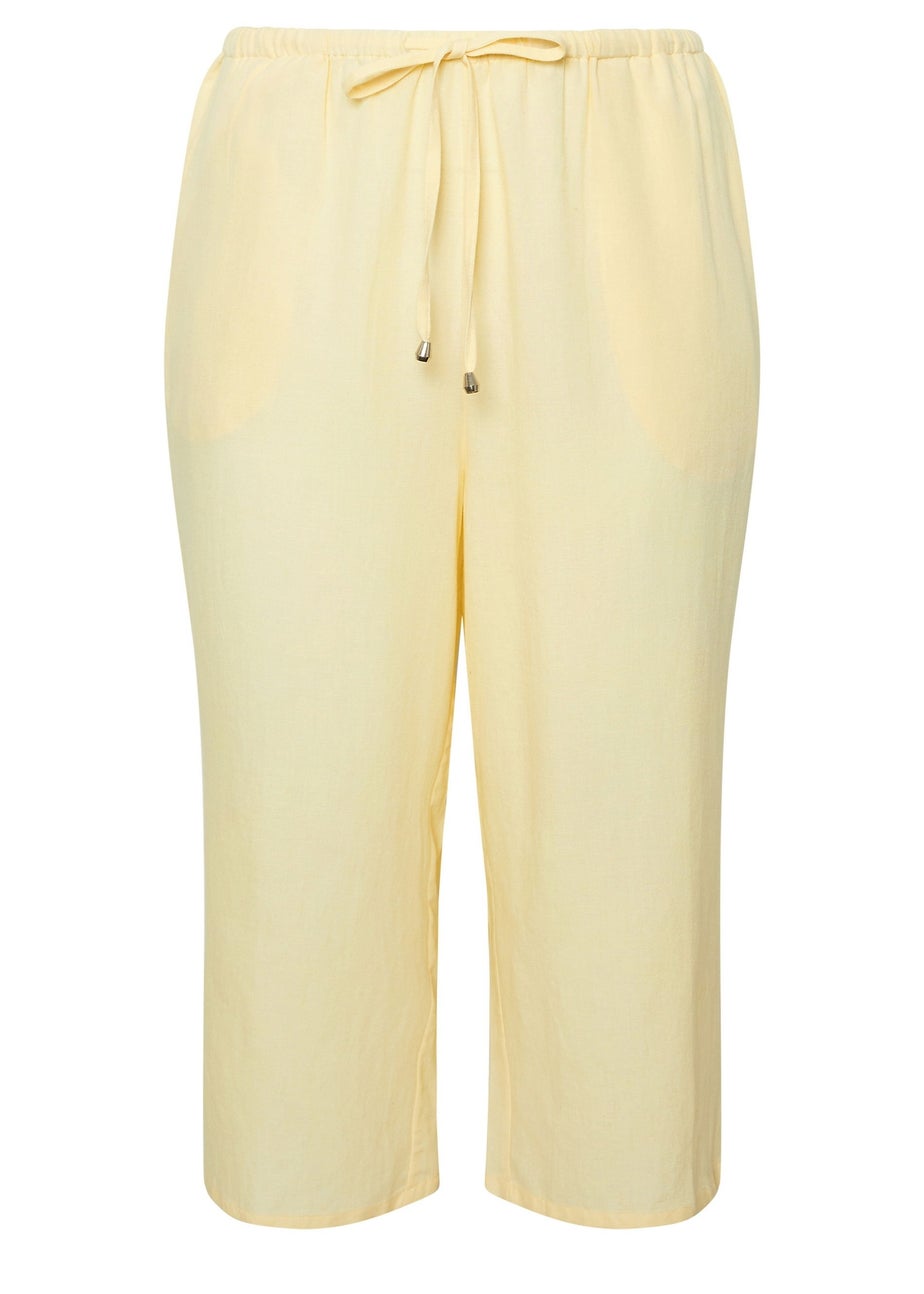 Yours Curve Butter Yellow Linen Culottes