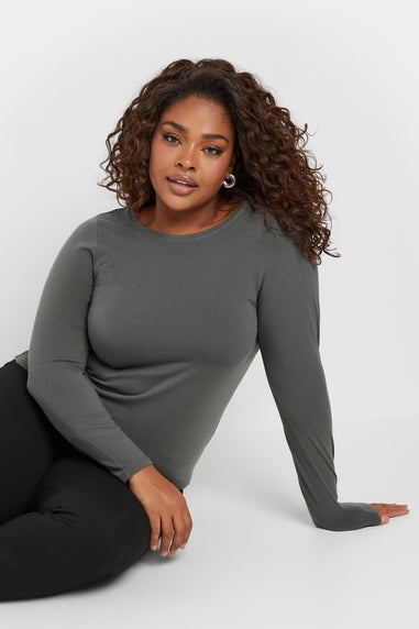 Yours Curve Grey Thermal Long Sleeve Top