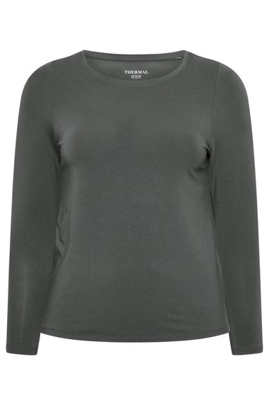 Yours Curve Grey Thermal Long Sleeve Top