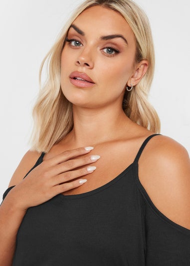 Yours Curve 2 Pack Black Cold Shoulder T-Shirts