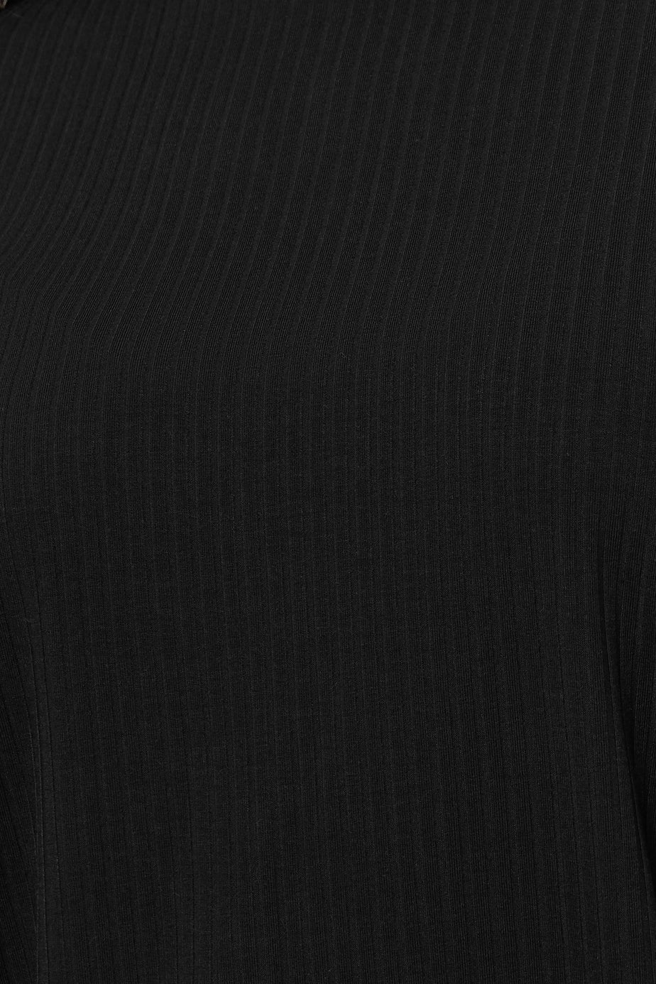 Yours Curve Black Ribbed Swing Top