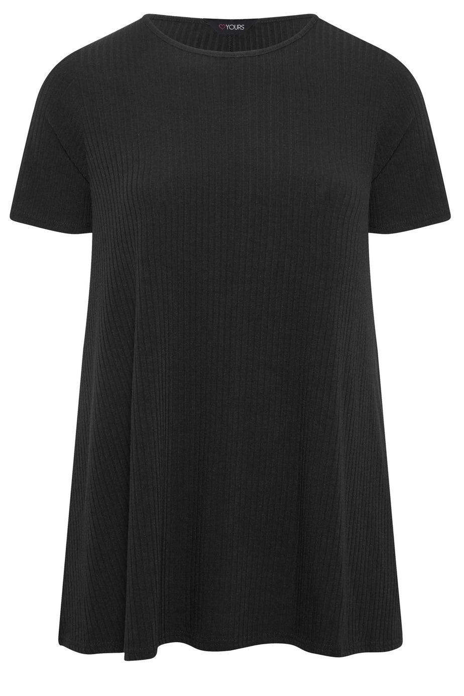 Yours Curve Black Ribbed Swing Top