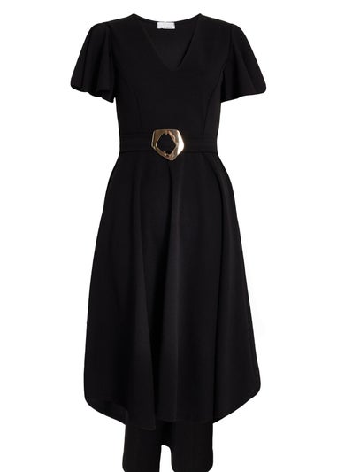 Quiz Black Dip Hem Midi Dress