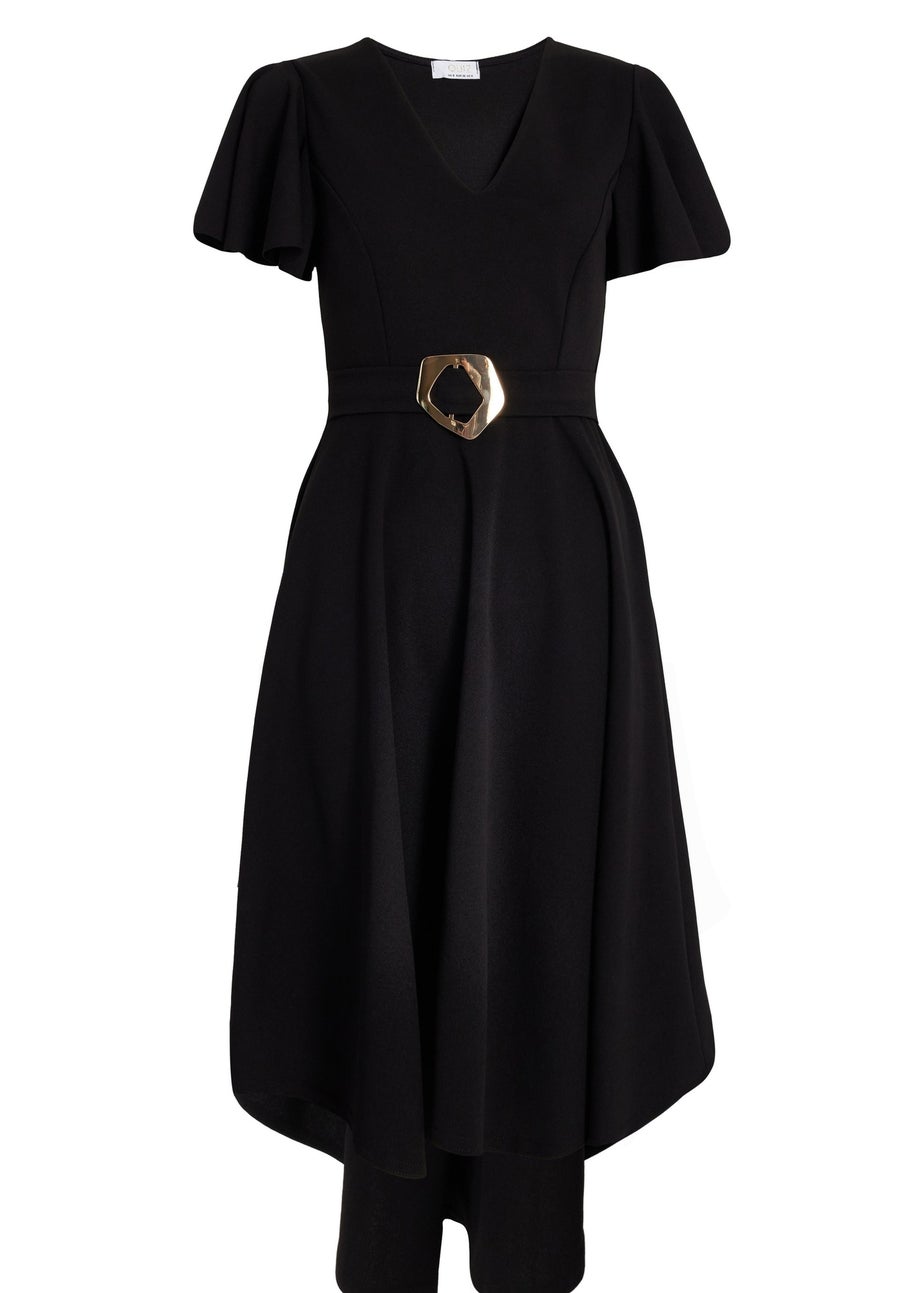 Quiz Black Dip Hem Midi Dress