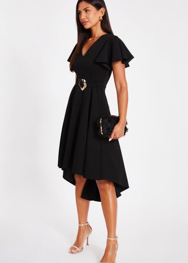 Quiz Black Dip Hem Midi Dress
