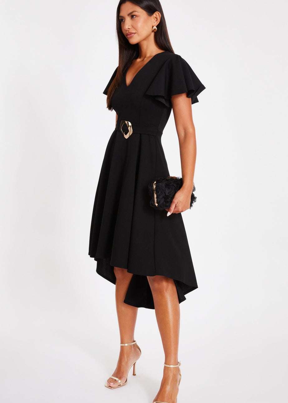 Quiz Black Dip Hem Midi Dress