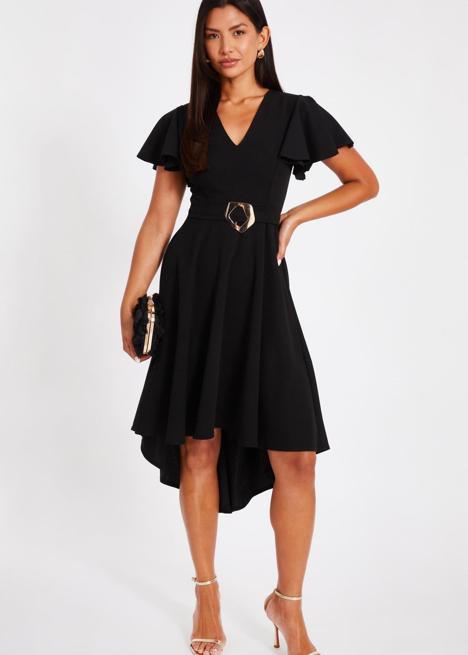 Quiz Black Dip Hem Midi Dress
