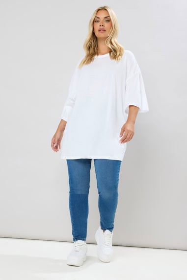 Yours Curve White Oversized Boxy T-Shirt