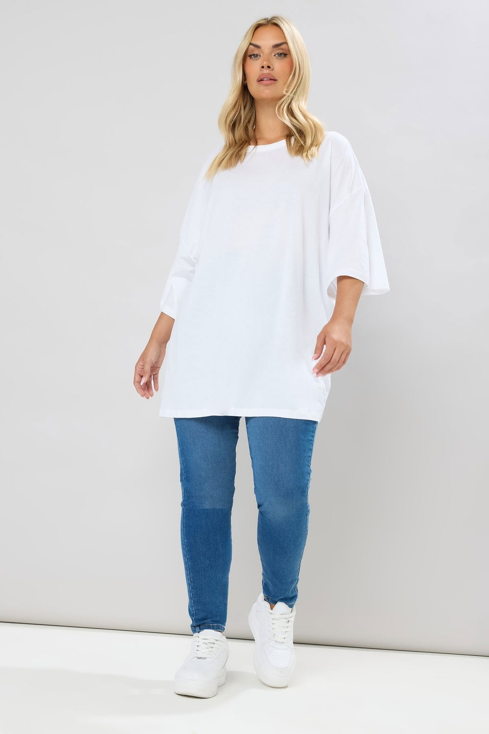 Yours Curve White Oversized Boxy T-Shirt