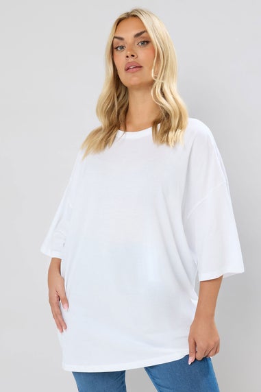 Yours Curve White Oversized Boxy T-Shirt