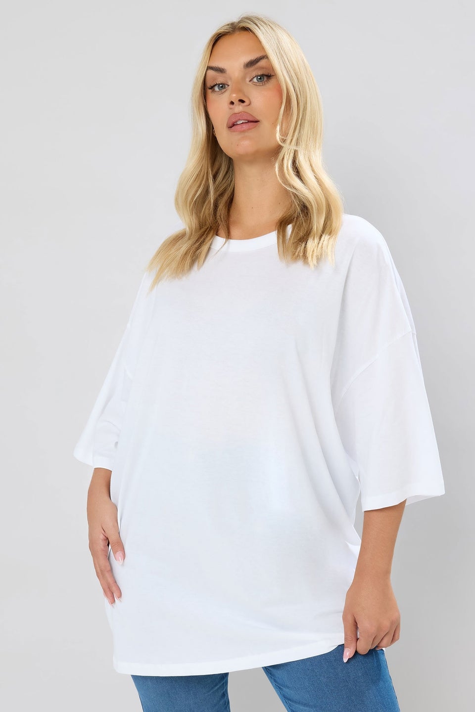 Yours Curve White Oversized Boxy T-Shirt