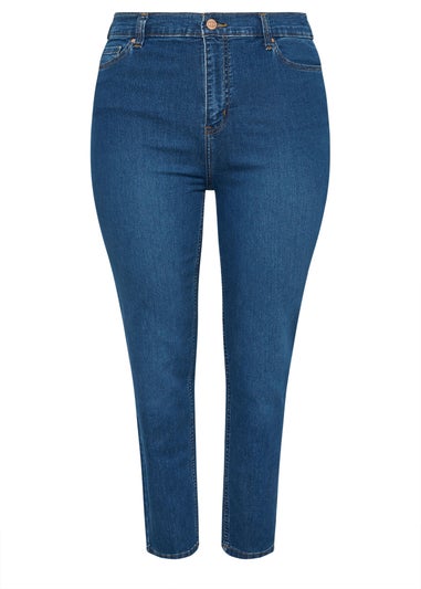 Yours Curve Mid Blue Straight Leg Ruby Jeans