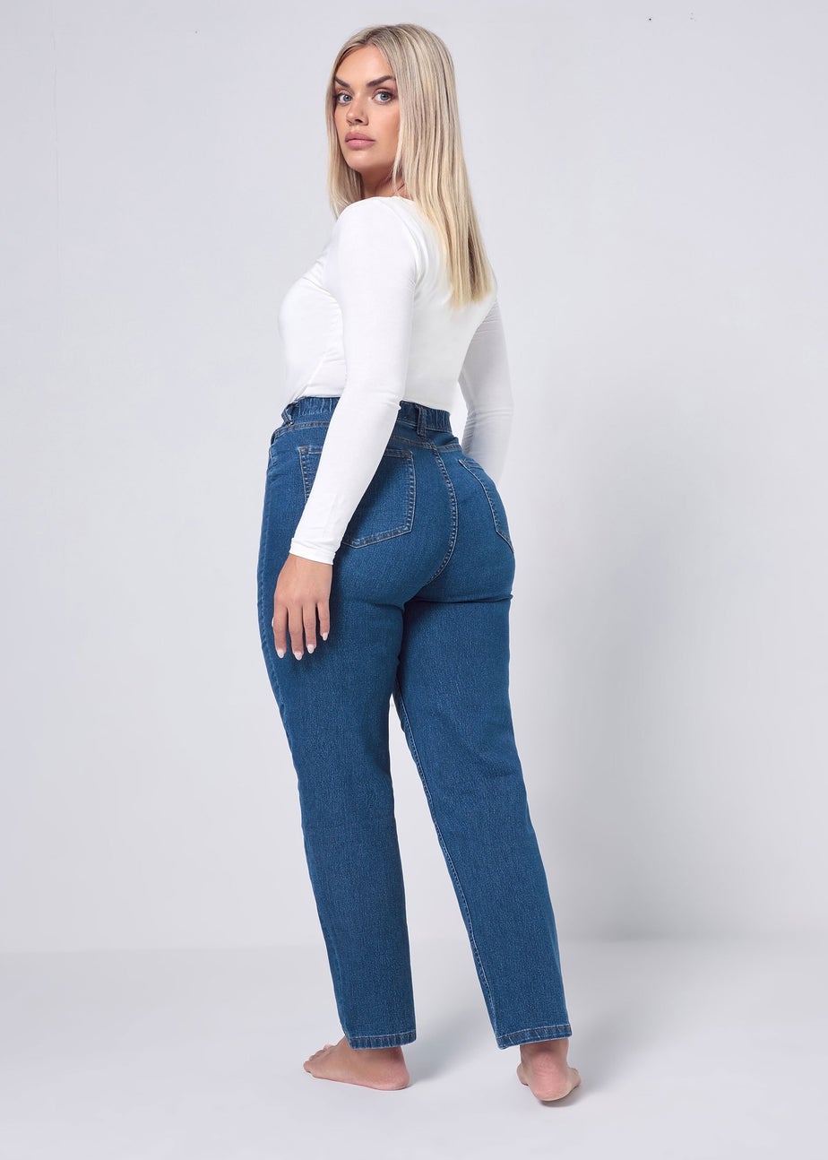 Yours Curve Mid Blue Straight Leg Ruby Jeans