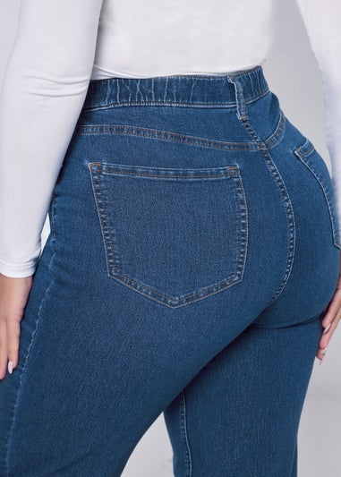 Yours Curve Mid Blue Straight Leg Ruby Jeans
