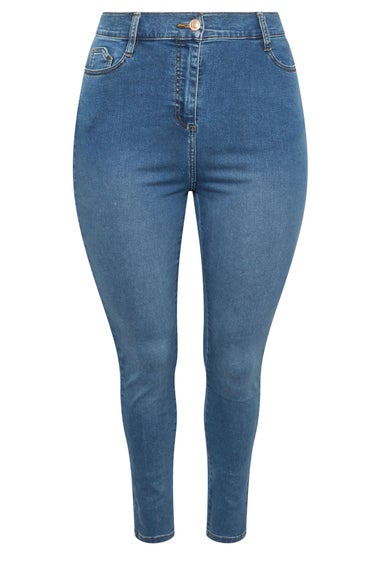 Yours Curve Mid Blue Skinny Stretch Ava Jeans