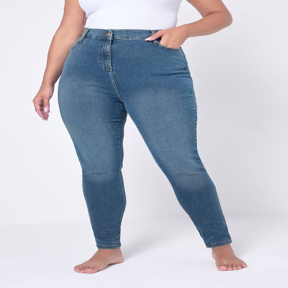 Yours Curve Mid Blue Skinny Stretch Ava Jeans