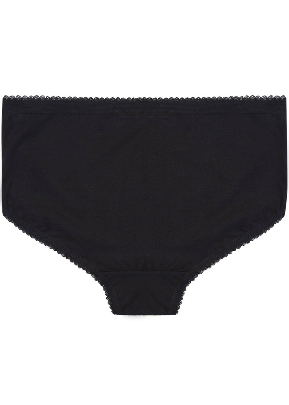 Yours 5 Pack Curve Black Cotton High Waisted Full Briefs