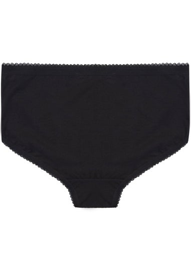 Yours 5 Pack Curve Black Cotton High Waisted Full Briefs