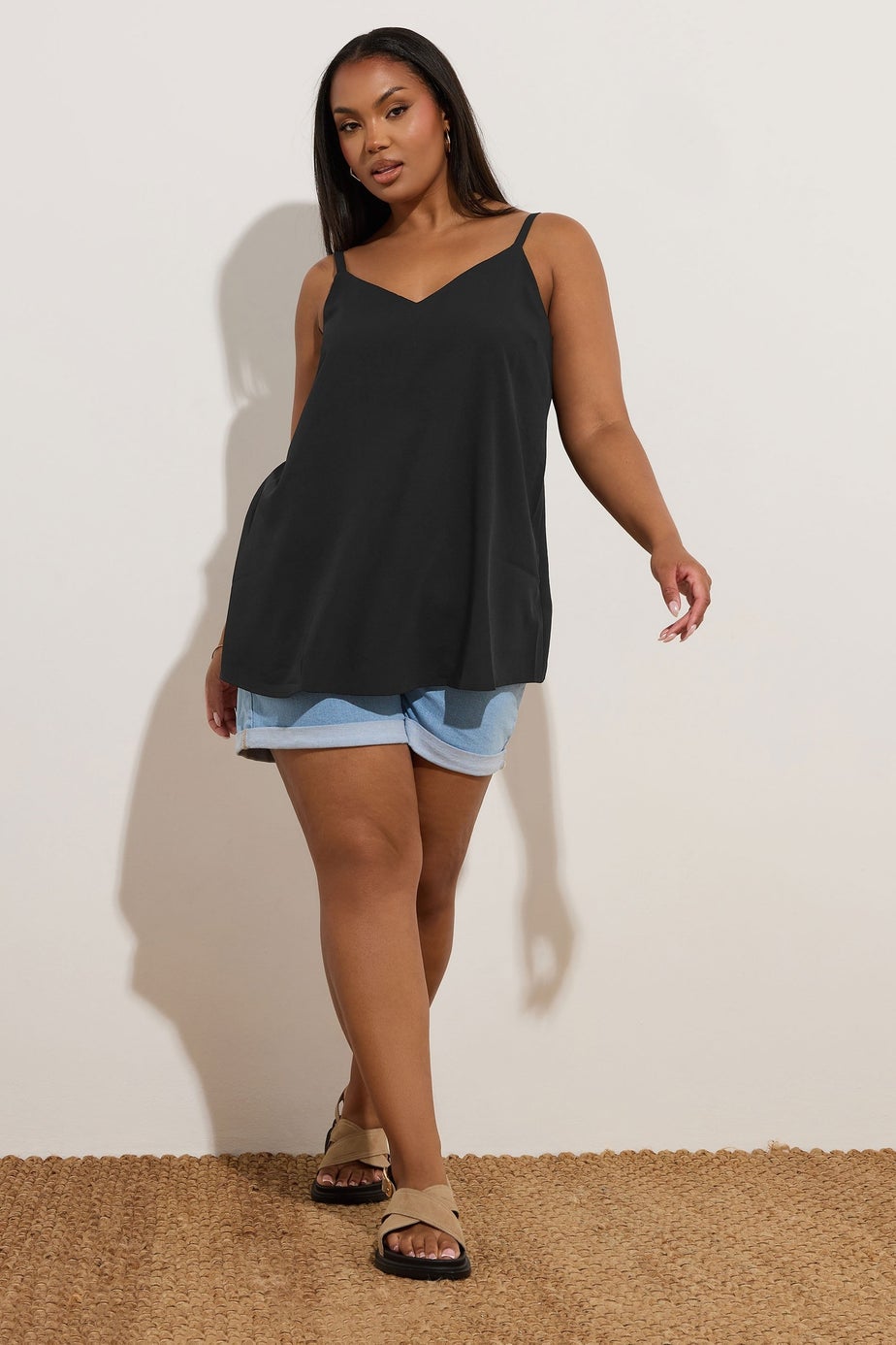 Yours Curve Black Cami Vest Top
