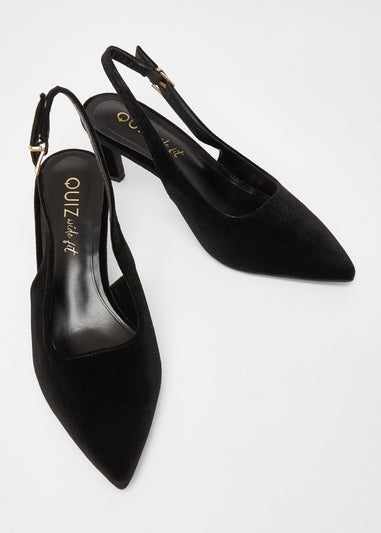 Quiz Black Wide Fit Slingback Court Heels