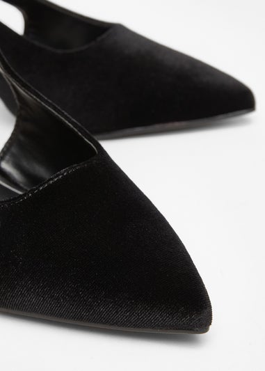 Quiz Black Wide Fit Slingback Court Heels