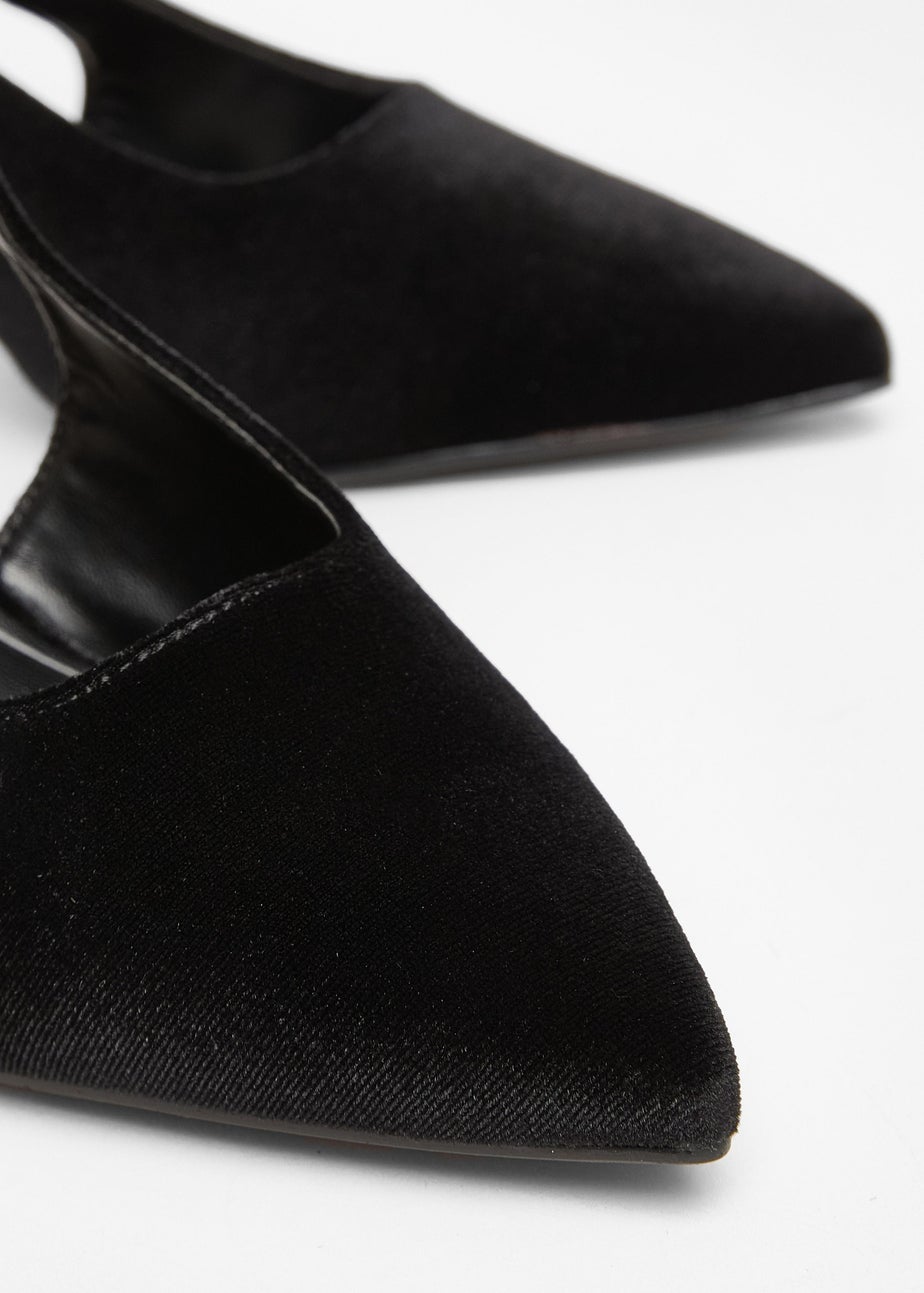 Quiz Black Wide Fit Slingback Court Heels