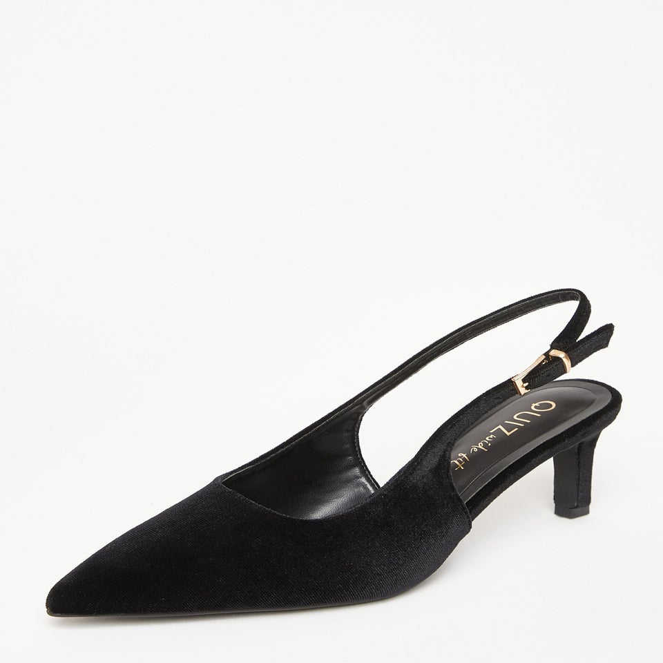 Quiz Black Wide Fit Slingback Court Heels