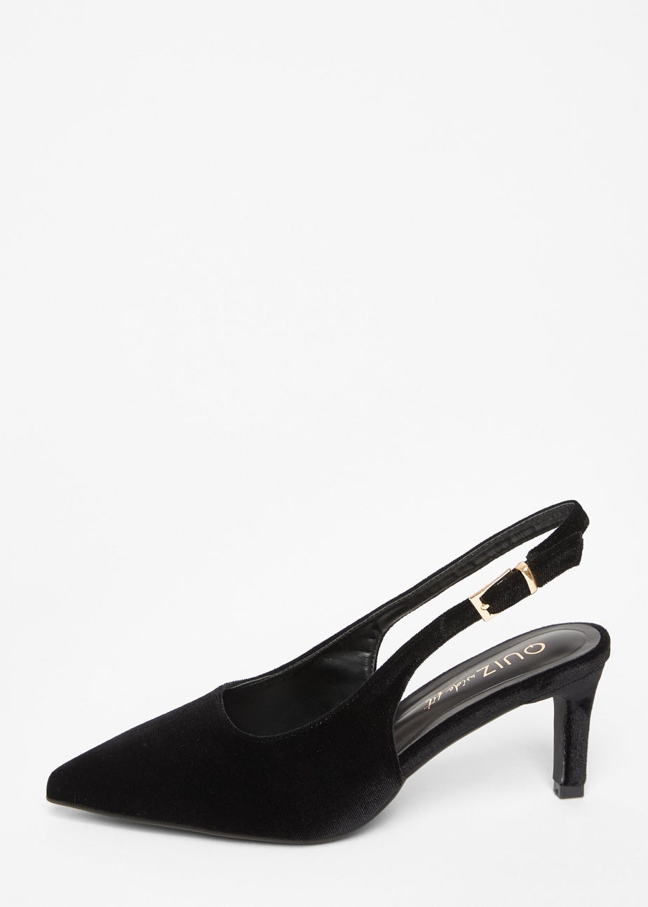 Quiz Black Wide Fit Slingback Court Heels