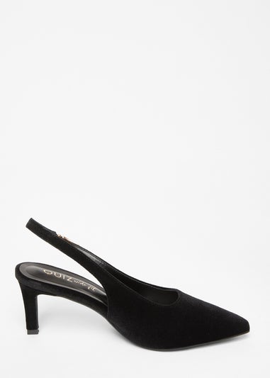 Quiz Black Wide Fit Slingback Court Heels