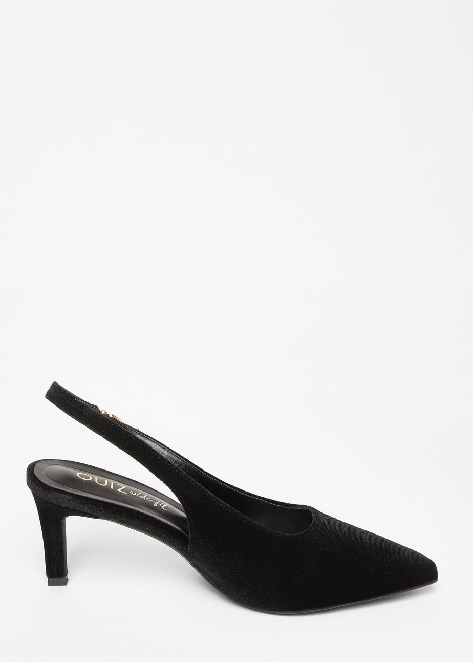Quiz Black Wide Fit Slingback Court Heels