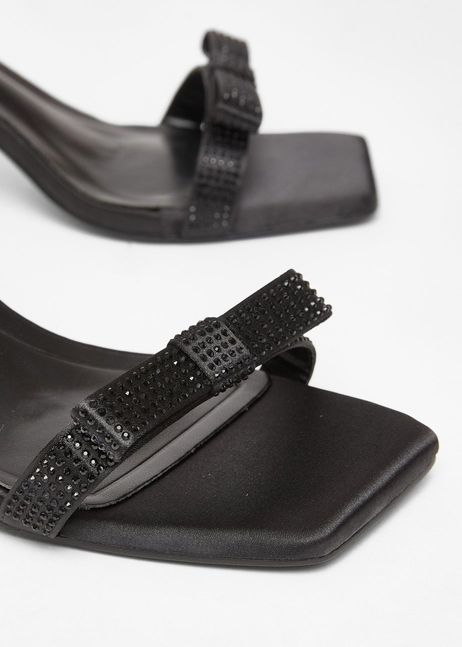 Quiz Black Diamante Bow Front Heels