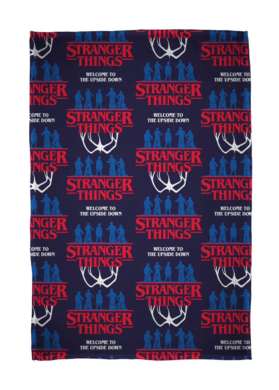 Stranger Things Flames Blue Fleece Blanket