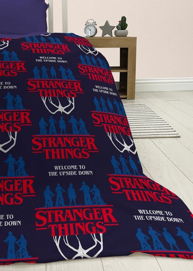 Stranger Things Flames Blue Fleece Blanket