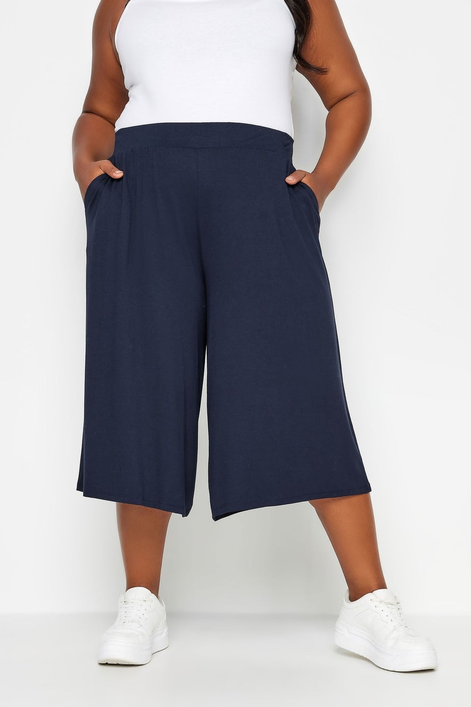 Yours Curve Navy Blue Culottes