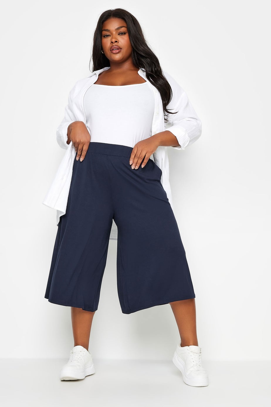 Yours Curve Navy Blue Culottes