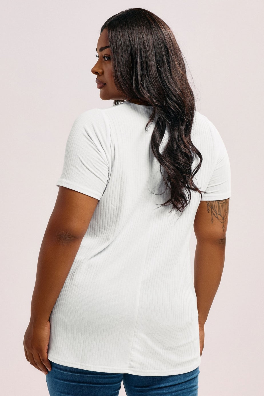 Yours Curve White Ribbed Swing T-Shirt