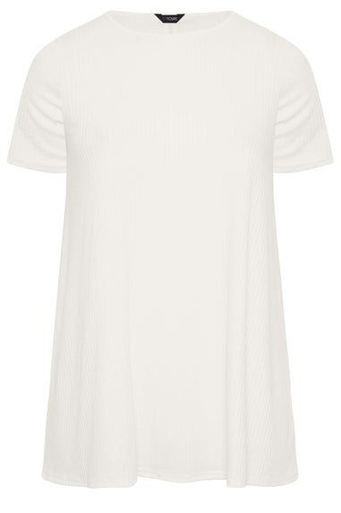 Yours Curve White Ribbed Swing T-Shirt