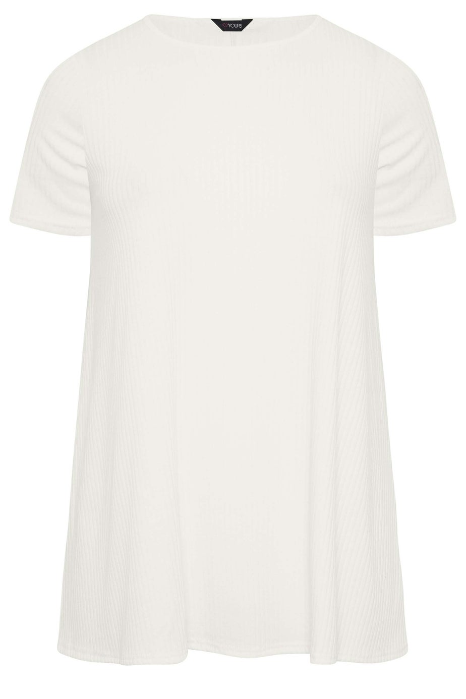 Yours Curve White Ribbed Swing T-Shirt