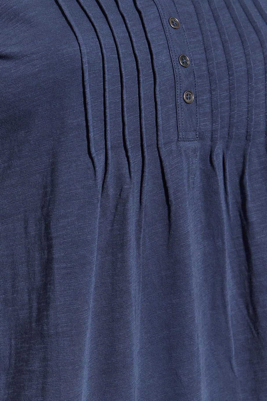 Yours Curve Denim Blue Pintuck Henley T-Shirt