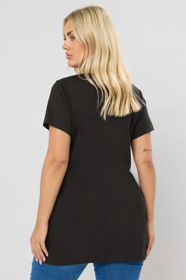 Yours Curve 2 Pack Black Longline T-Shirts