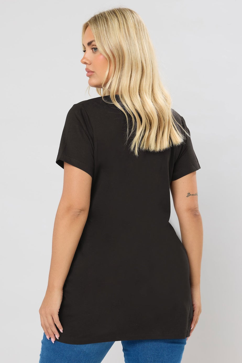 Yours Curve 2 Pack Black Longline T-Shirts