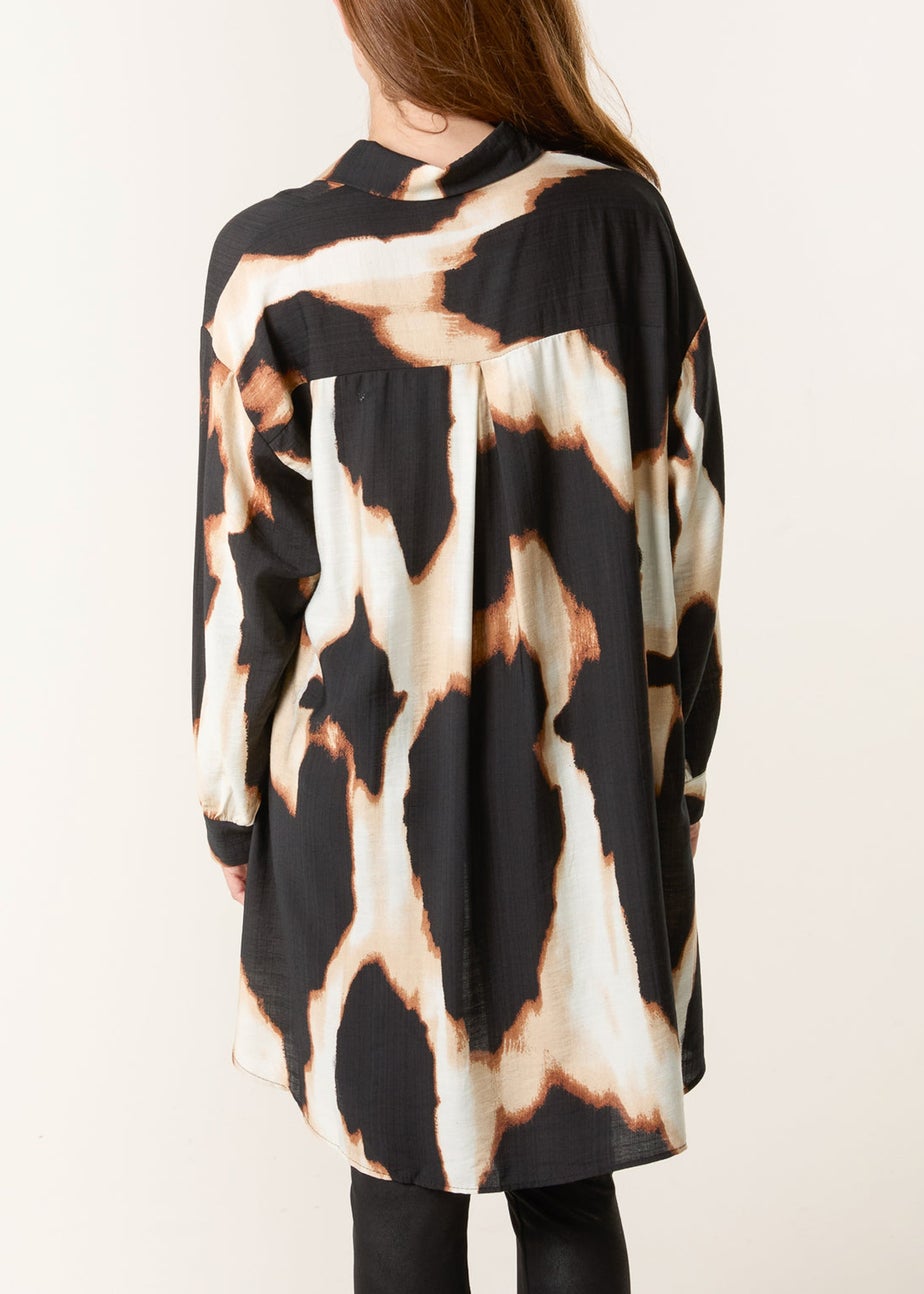 Blue Vanilla Brown Abstract Cow-Print Shirt