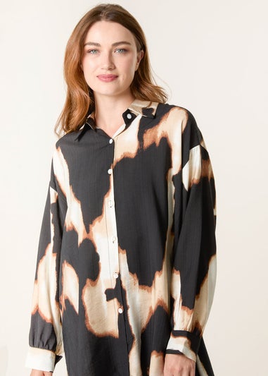 Blue Vanilla Brown Abstract Cow-Print Shirt