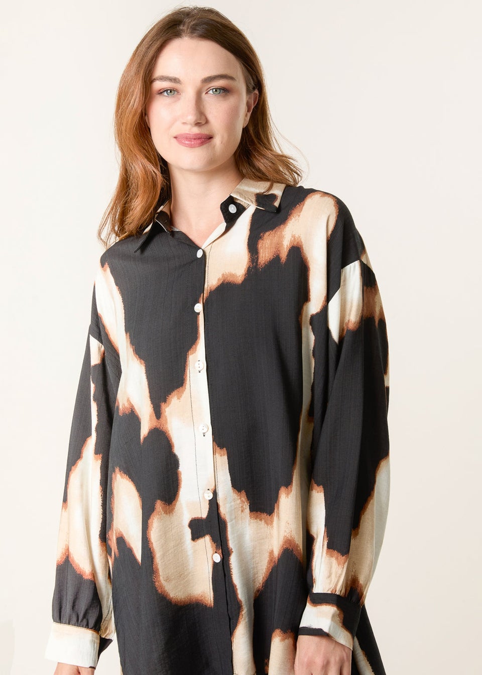 Blue Vanilla Brown Abstract Cow-Print Shirt