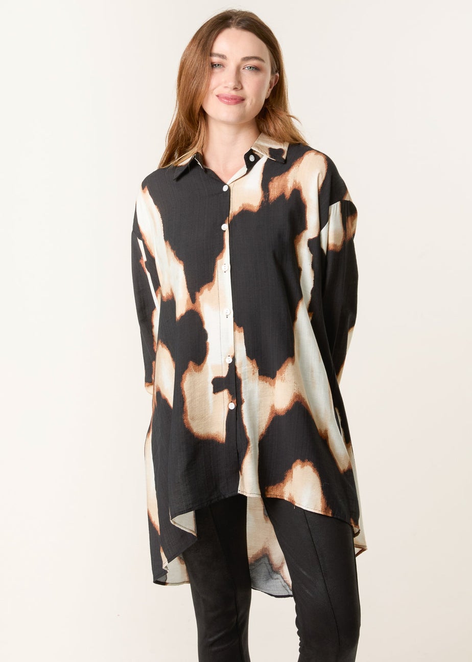 Blue Vanilla Brown Abstract Cow-Print Shirt